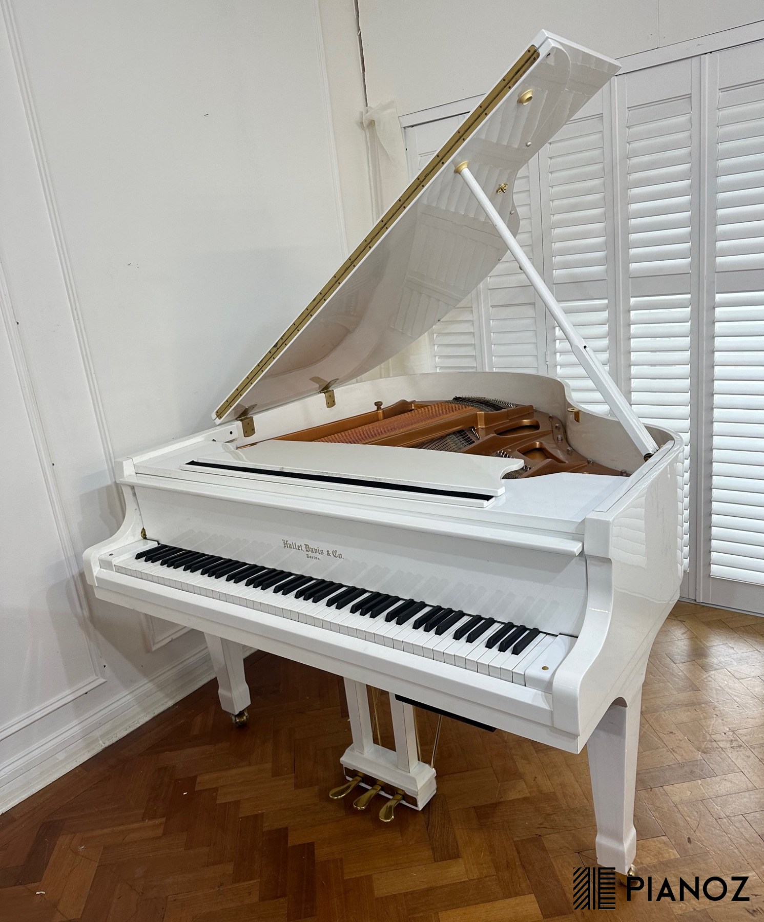 Hallet Davis White Self Playing Baby Grand Piano piano for sale in UK